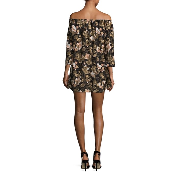 French Connection Green Adeline Pull-On Olive Floral Print Mini Dress - Picture 3 of 12